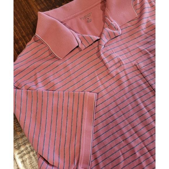Roundtree & Yorke Other - RoundTree & Yorke mens short sleeve pink striped 2 button polo size medium